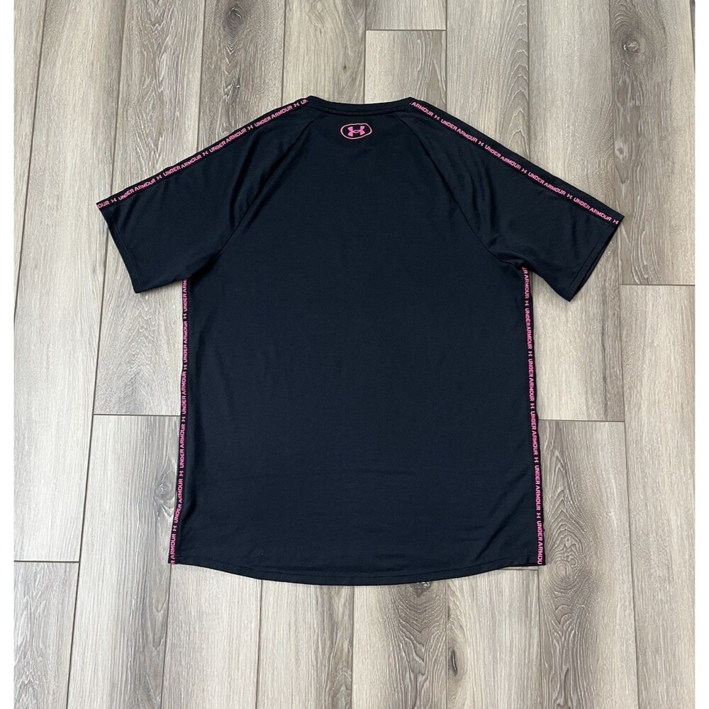 Under Armour Men's UA Tech™ 2.0 Geo Short Sleeve Sz Medium Black/Pink Tech Tee - Picture 4 of 10